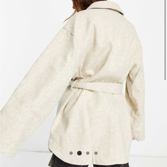 ASOS DESIGN Belted Shacket in cream - Picture 3 of 6